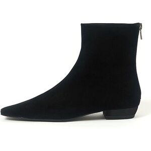 Stylish Square Toe Suede Comfort Casual Low Flat Heel Dress Chelsea Ankle Bootie